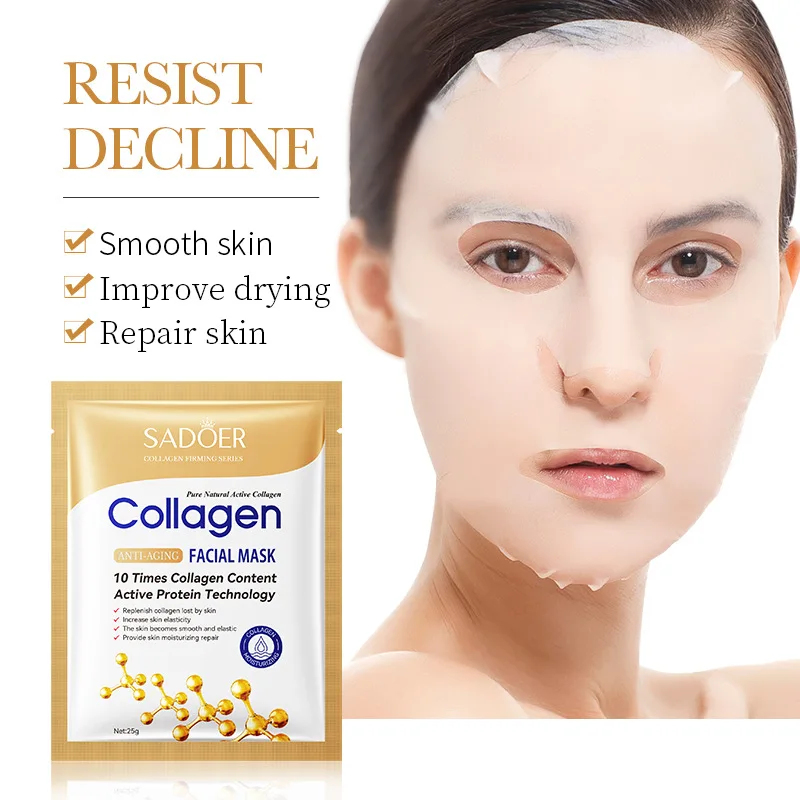 Sheet Mask Collagen - Máscara Facial de Colágeno SADOER 50/30/20/10pcs,