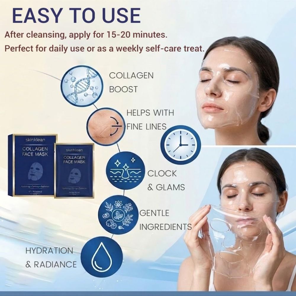 Sheet Mask Collagen - Máscara Facial Hidratante de Colágeno Ajuda