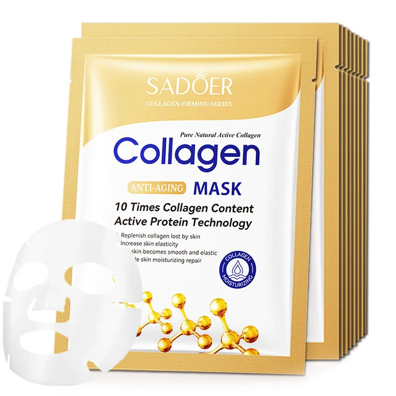10pcs máscara facial de coláge - Sheet Mask Collagen avaliação e preço